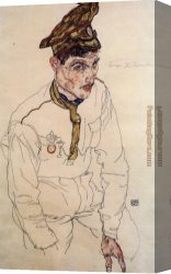 Prisoners Canvas Paintings - Russian Prisoner of War Grigori Kladjishuli by Egon Schiele