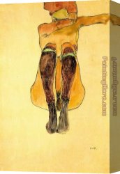 Nude Egyptian Girl Canvas Paintings - Seated nude girl by Egon Schiele