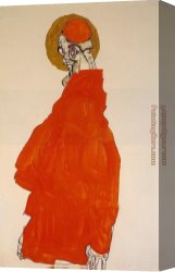 Standing Canvas Paintings - Standing Figure with Halo by Egon Schiele