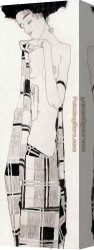 Standing Canvas Paintings - Standing Girl in Plaid Dress by Egon Schiele