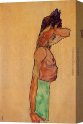 Standing Canvas Paintings - Standing Male Nude by Egon Schiele