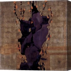Flower of Life Canvas Paintings - Stylized flowers before decorative background still life by Egon Schiele