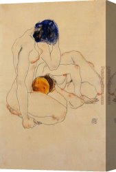 Friends Canvas Paintings - Two Friends by Egon Schiele