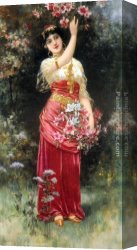 Waterhouse Gather Flower Girls Canvas Paintings - An Oriental flower Girl by Eisman Semenowsky