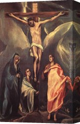 Greco Canvas Paintings - Christ on the Cross with the Two Maries and St John by El Greco