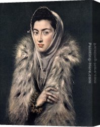 Greco Canvas Paintings - Lady with a Fur by El Greco