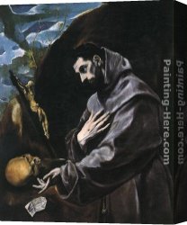 Praying Monks Canvas Paintings - St Francis Praying by El Greco