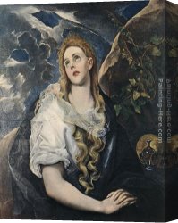 Greco Canvas Paintings - St Mary Magdalene by El Greco