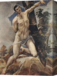 Greco Canvas Paintings - St Sebastian by El Greco