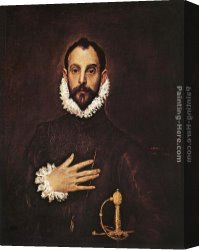 Greco Canvas Paintings - The Knight with His Hand on His Breast by El Greco