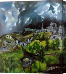 Greco Canvas Paintings - View of Toledo by El Greco