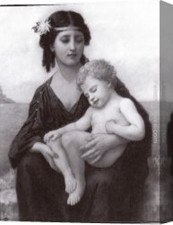 The Seashore Canvas Paintings - By the Seashore by Elizabeth Jane Gardner Bouguereau