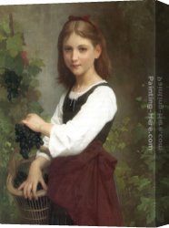 Grapes Canvas Paintings - Young Girl Holding a Basket of Grapes by Elizabeth Jane Gardner Bouguereau