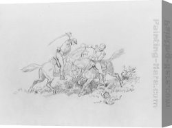 A Rank Soldier of The 7th Hussar Regiment Canvas Paintings - Soldiers Fighting by Emanuel Gottlieb Leutze