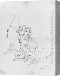 A Rank Soldier of The 7th Hussar Regiment Canvas Paintings - The Soldier's Farewell (from McGuire Scrapbook) by Emanuel Gottlieb Leutze