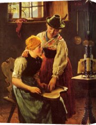 Lessons Canvas Paintings - The Music Lesson by Emil Rau