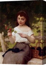 Emile Canvas Paintings - A Sprig of Berries by Emile Munier