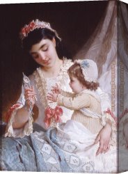 Emile Canvas Paintings - Distracting the Baby by Emile Munier