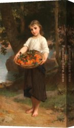 Basket Canvas Paintings - Girl with Basket of Oranges by Emile Munier
