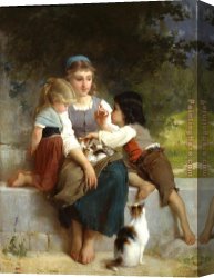 Emile Canvas Paintings - The New Pets by Emile Munier