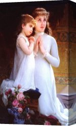 Praying Monks Canvas Paintings - Two Girls Praying by Emile Munier