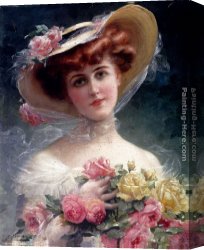 La Belle Endormie Canvas Paintings - La Belle Aux Fleurs by Emile Vernon