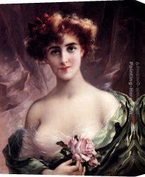 Emile Canvas Paintings - The Pink Rose by Emile Vernon