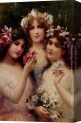 The Three Graces Canvas Paintings - The Three Graces by Emile Vernon