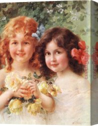 Sisters Canvas Paintings - Two Sisters by Emile Vernon