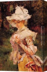 France Canvas Paintings - Picking Flowers by Emilio Sala y Frances