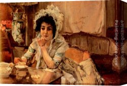 France Canvas Paintings - Tea Time by Emilio Sala y Frances