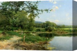 A Picnic on The Riverbank Canvas Paintings - A Picnic on the Riverbank by Emilio Sanchez-Perrier