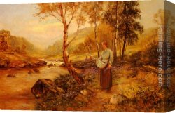 Ernst Canvas Paintings - Gathering Wildflowers by Ernst Walbourn