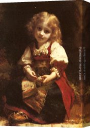 Birds Canvas Paintings - A Little Girl Holding A Bird by Etienne Adolphe Piot