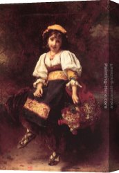 The Flower Seller Canvas Paintings - The Flower Seller by Etienne Adolphe Piot
