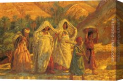 Arabs I Cemetery Canvas Paintings - Arab Women and Children by Etienne Dinet
