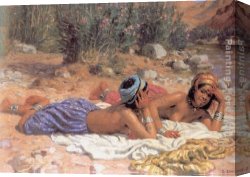 Resting Canvas Paintings - Bathers Resting by Etienne Dinet