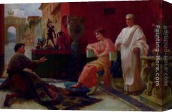 Carpet Canvas Paintings - The Carpet Merchant by Ettore Forti