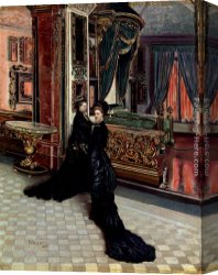 Queen Canvas Paintings - Queen Victoria And Princess Royal Visit Napolean's Boudoir by Ettore Tito