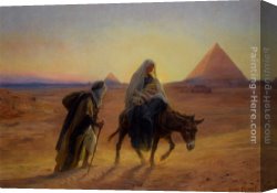 Eugene Canvas Paintings - Flight into Egypt by Eugene-Alexis Girardet