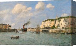 Port of Valencia Canvas Paintings - L'entree du port,Dieppe by Eugene Boudin