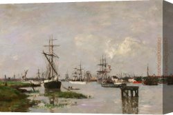 Port of Valencia Canvas Paintings - Le Port, Anvers by Eugene Boudin