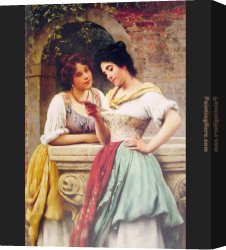 Eugene Canvas Paintings - Shared Correspondance by Eugene de Blaas