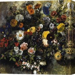 Bouquet Canvas Paintings - Bouquet of Flowers by Eugene Delacroix