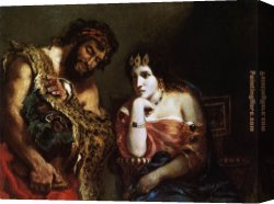 Cleopatra Testing Poisons on Condemned Prisoners Canvas Paintings - Cleopatra and the Peasant by Eugene Delacroix