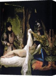 Eugene Canvas Paintings - Louis d'Orleans Showing his Mistress by Eugene Delacroix