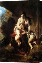 Children Canvas Paintings - Medea about to Kill her Children by Eugene Delacroix