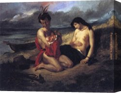 Eugene Canvas Paintings - The Natchez by Eugene Delacroix