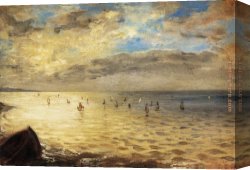 Eugene Canvas Paintings - The Sea from the Heights of Dieppe by Eugene Delacroix