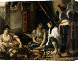 Eugene Canvas Paintings - The Women of Algiers by Eugene Delacroix